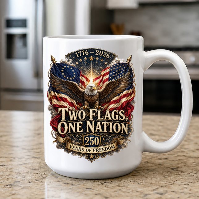American Freedom 250th Anniversary Two Flags Coffee Mug (Creator Uploaded)