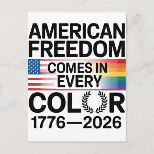 American Freedom Comes in Every Color LGBTQ Postcard