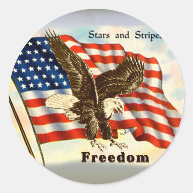 American Freedom Eagle July 4, 1776 Classic Round Sticker (Front)