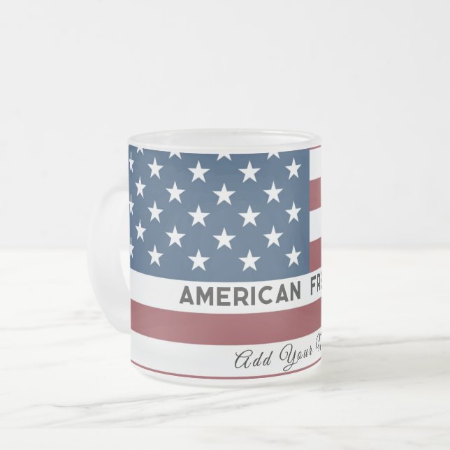 American Freedom Personalized Name Frosted Glass Coffee Mug (Front Left)