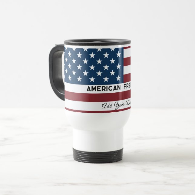 American Freedom Personalized Name Travel Mug (Front Left)