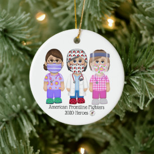 American Frontline Fighters Women Ceramic Tree Decoration