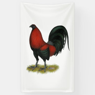 American Game BB Black Red Rooster Banner