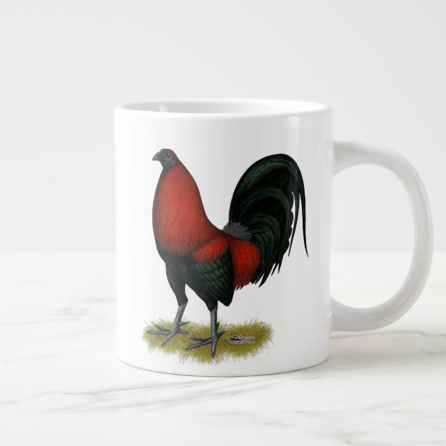 American Game BB Black Red Rooster Large Coffee Mug (Right)