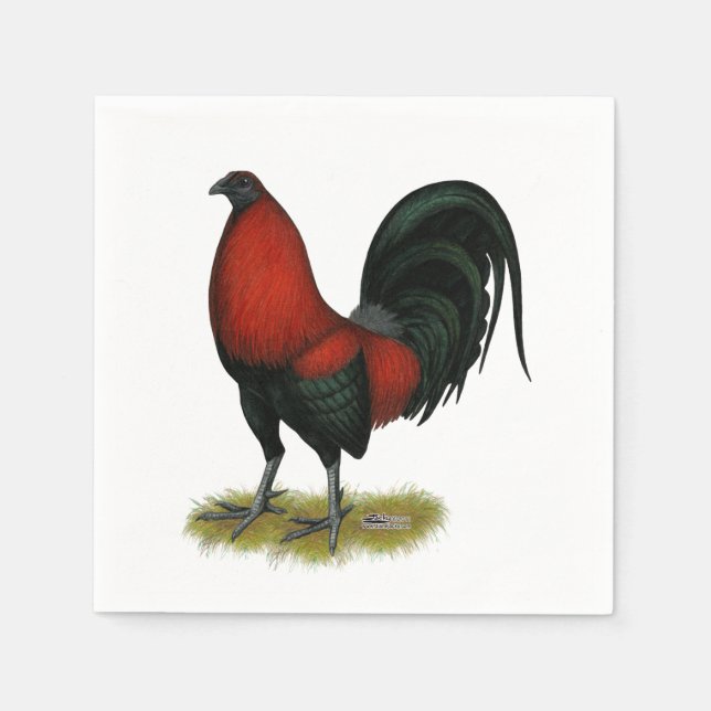 American Game BB Black Red Rooster Napkin (Front)