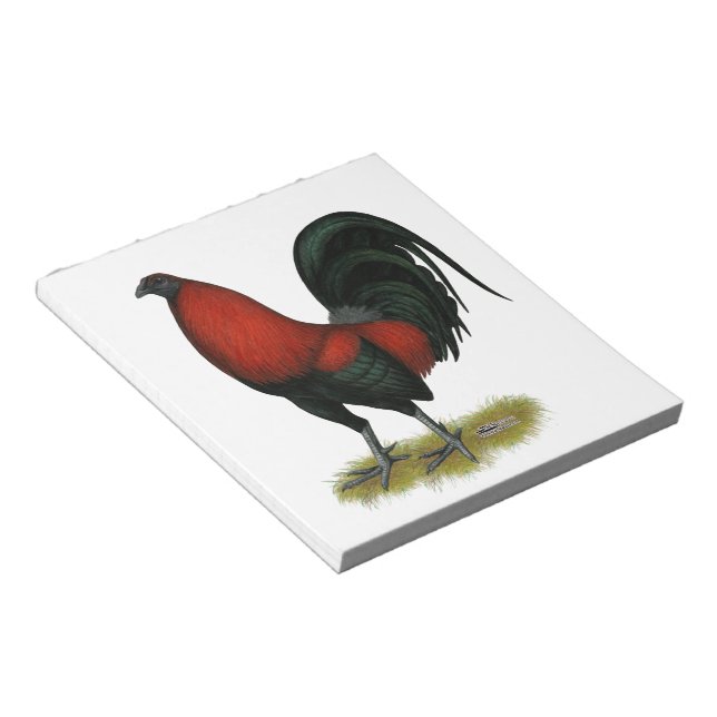 American Game BB Black Red Rooster Notepad (Angled)