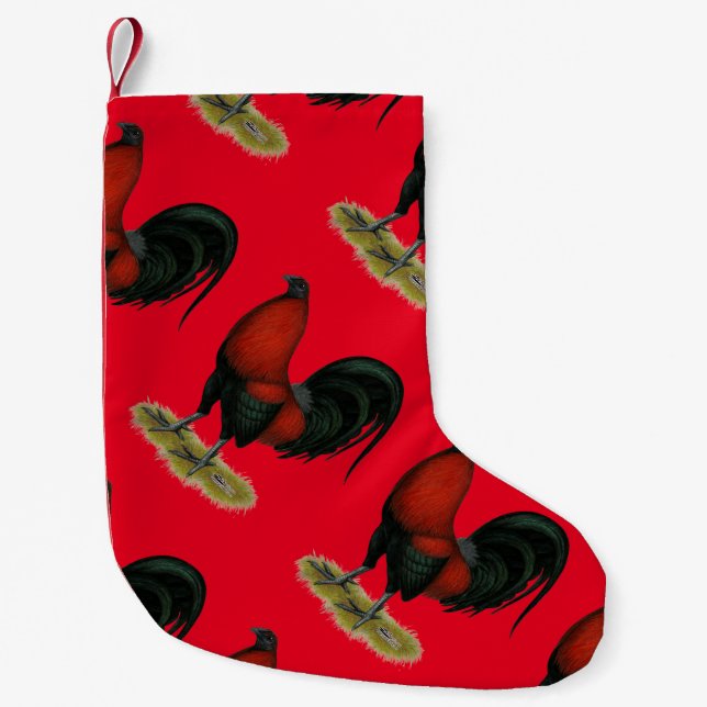 American Game BB Black Red Rooster Small Christmas Stocking (Front)