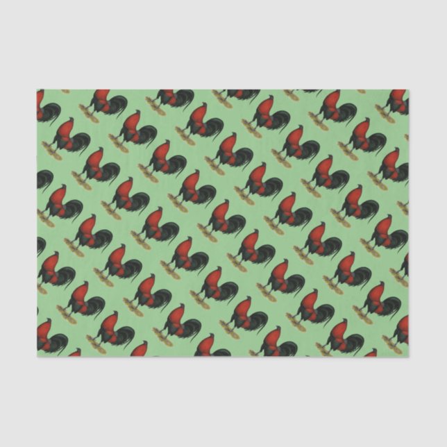 American Game BB Black Red Rooster Tissue Paper (Front)