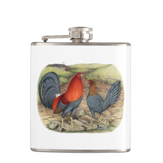 American Game Blue Reds Hip Flask (Front)