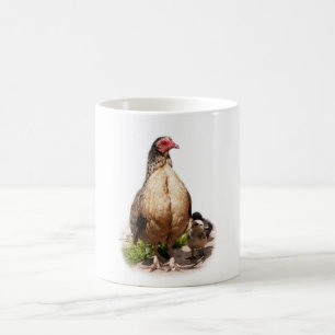 American Game Hen and Baby Chickens Coffee Mug