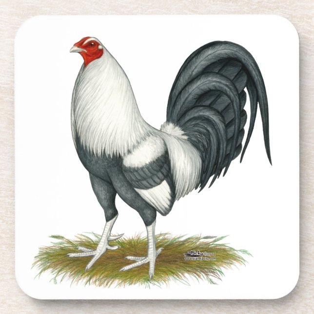 American Game Silver Blue Gamecock Coaster (Front)