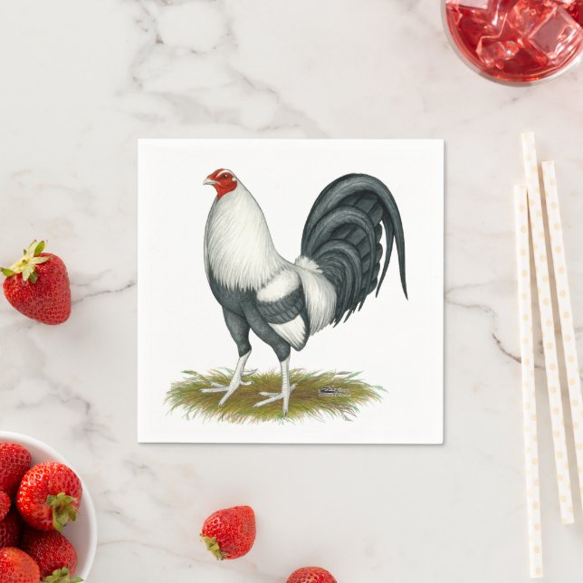 American Game Silver Blue Gamecock Napkin (Insitu)