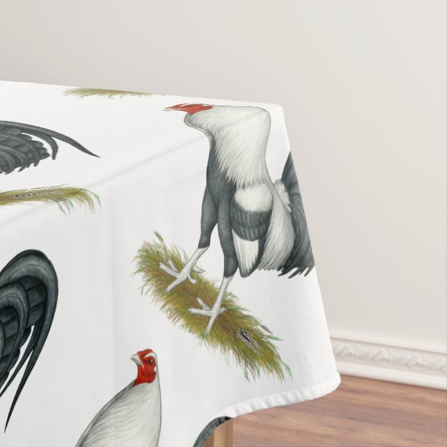 American Game Silver Blue Gamecock Tablecloth (In Situ)