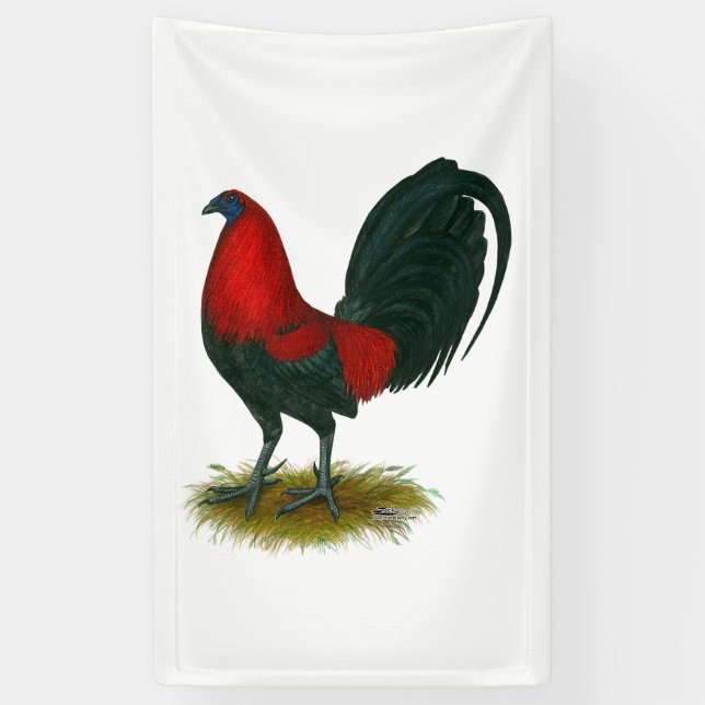 American Gamecock:  Brown Red Banner (Vertical)