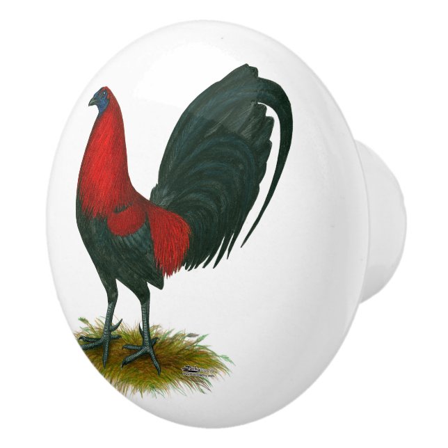 American Gamecock:  Brown Red Ceramic Knob (Right)