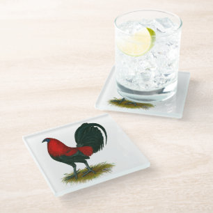 American Gamecock: Brown Red Glass Coaster