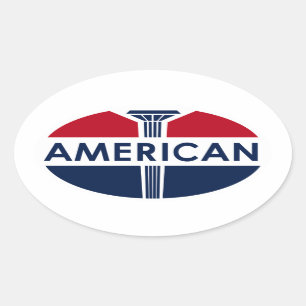 American Gas Station sign. Flat version Oval Sticker