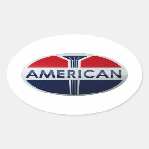 American Gas Station vintage sign crystal version Oval Sticker
