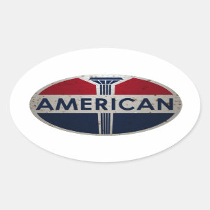 American Gas Station viontage sign rusted version Oval Sticker