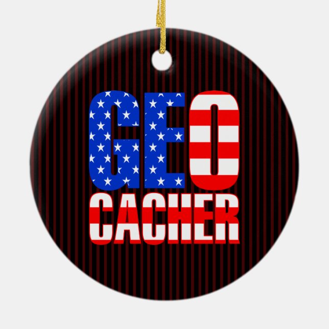American Geocacher Ceramic Tree Decoration (Back)