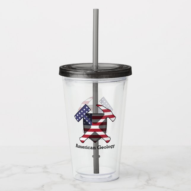 American Geology Rock Hammer Logo- Customisable Acrylic Tumbler (Front)