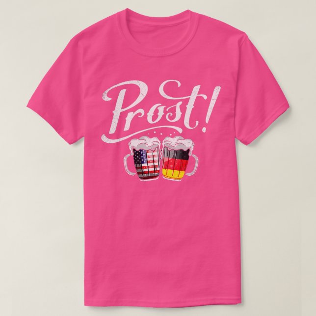 American German Flag Beer Prost Oktoberfest Gift F T-Shirt (Design Front)