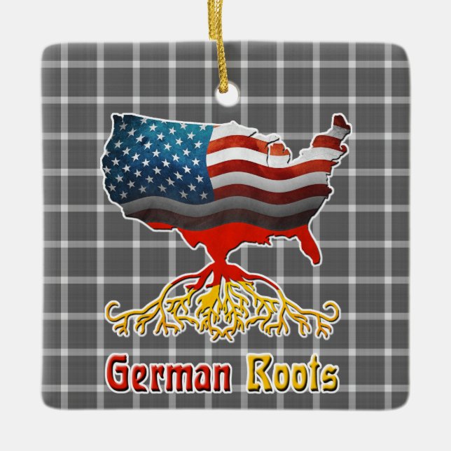 American German Roots   Ceramic Ornament (Front)