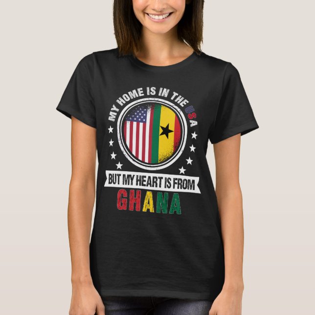 American Ghanaian Flag Heart from Ghana Patriot T-Shirt (Front)