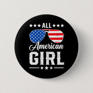 American Girl 4th Of July Funny Patriotic Usa Matc 6 Cm Round Badge