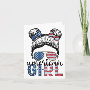 American Girl 4th Of July Messy Bun Usa Flag Ameri Card