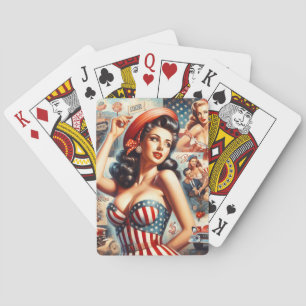 American Girl Pin-Up Collage Playing Cards
