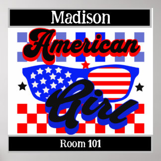 American Girl. Stars and Stripes. Sunglasses. Edit Poster