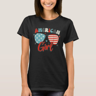 American Girl US Flag Glasses 4th of July T-Shirt
