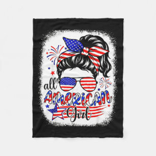 American girl usa flag 4th july women kids patriot fleece blanket