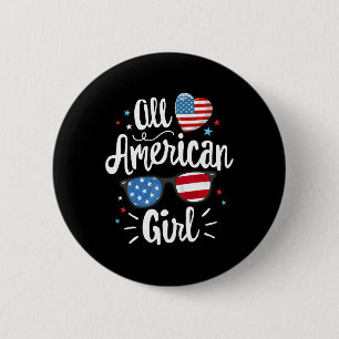 American Girl Women American Flag 4th Of July Patr 6 Cm Round Badge