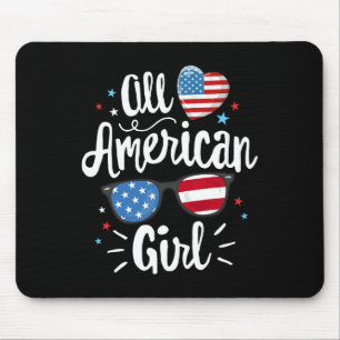 American Girl Women American Flag 4th Of July Patr Mouse Mat