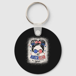 American Girls 4th Of July Shirt Daughter Messy Bu Key Ring
