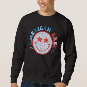 American Girls Babe Leopard Smile Face 4th of July Sweatshirt