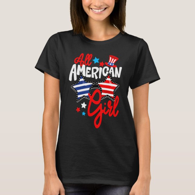 American Girls Patriotic July 4th Fun For Family M T-Shirt (Front)