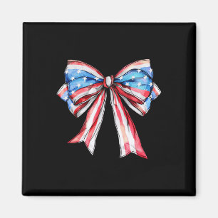 American Girly 4th Of July American Flag Bow Girls Magnet