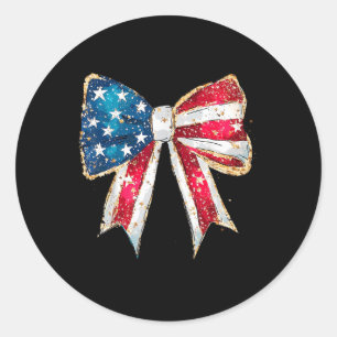 American Girly 4th Of July American Flag Coquette  Classic Round Sticker