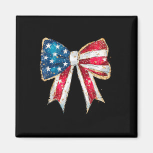American Girly 4th Of July American Flag Coquette  Magnet