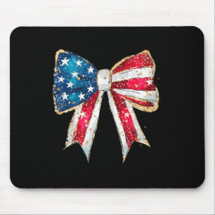 American Girly 4th Of July American Flag Coquette Mouse Mat