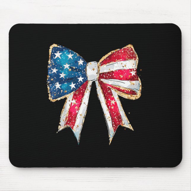 American Girly 4th Of July American Flag Coquette  Mouse Mat (Front)