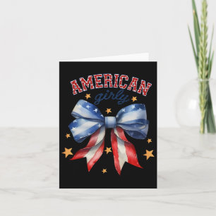 American Girly Coquette Bow 4th Of July Flag Women Card