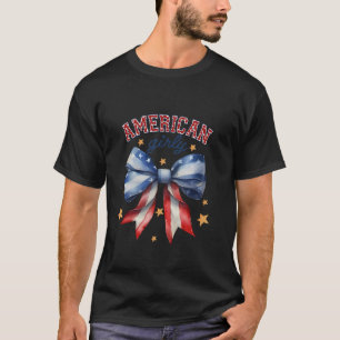 American Girly Coquette Bow 4th of July Flag Women T-Shirt