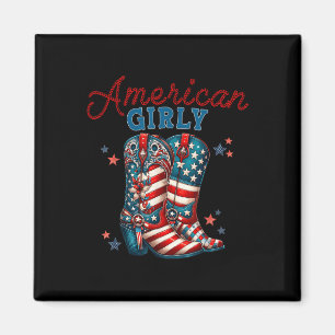 American Girly Coquette Cowboy Boots 4th Of July W Magnet