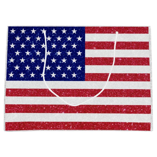 American Glitter Flag Large Gift Bag (Front)