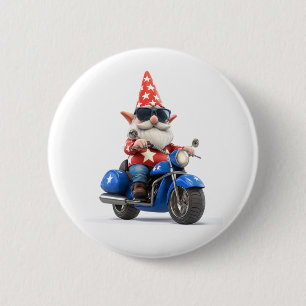 American Gnome Riding Motorcycle 6 Cm Round Badge