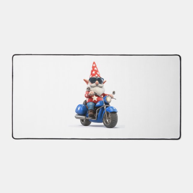 American Gnome Riding Motorcycle Desk Mat (Front)